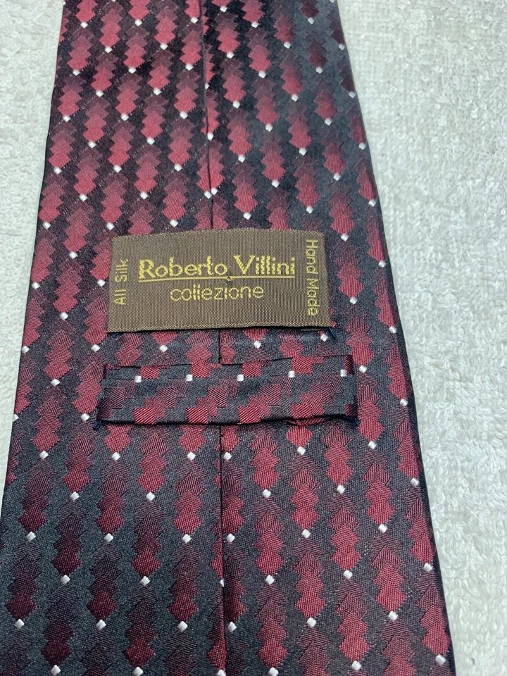 ROBERTO VILLINI CORBATA HOMBRE BORGOÑA CON NEGRO BLANCO 4 X 59 Foto 4 de 4