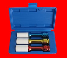 3 tlg Schonnuss Stecknuss Set 17mm 19mm 21mm Tief Lang Kraft Radmutter Alu Felge