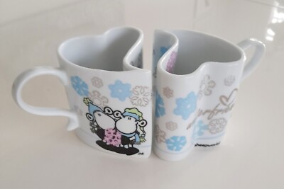Sheepworld 2 Tassen Herzform Schaf Winterfriends Porzellan Raritäten Weiss Neu!