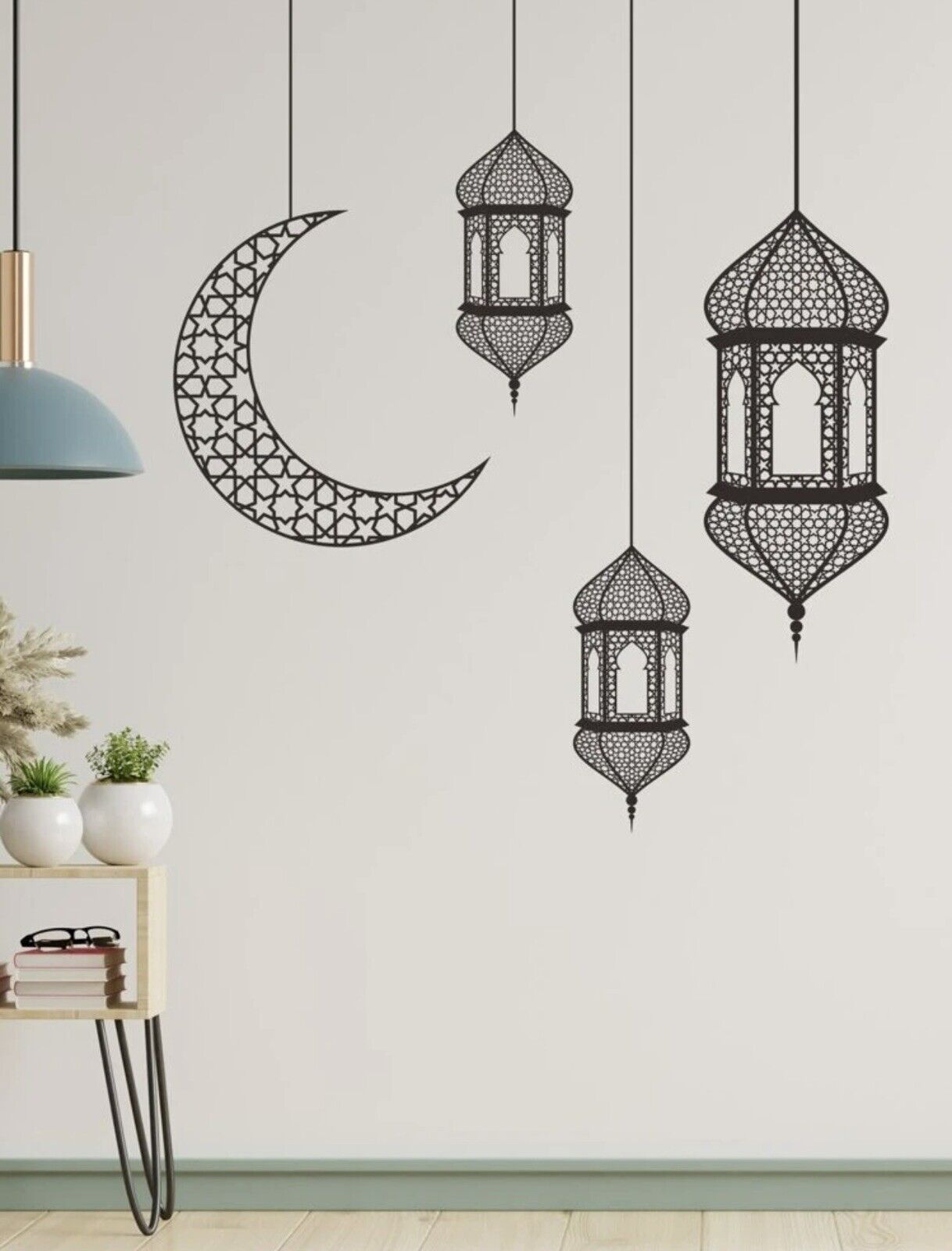 1p Ramadan Decor Wall Stickers Lanterns Decoration Eid Celebrations Self adhesiv