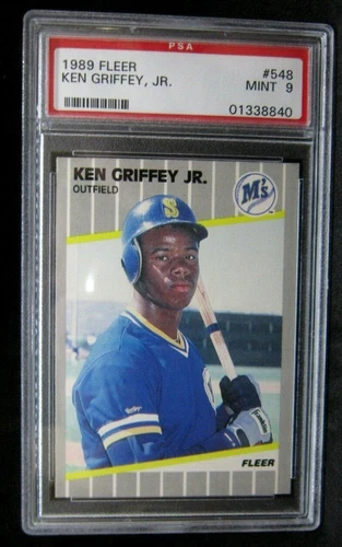 KEN GRIFFEY JR. 1989 FLEER BATTING POSE ROOKIE CARD#548 PSA9!MARINERS OF RC HOF