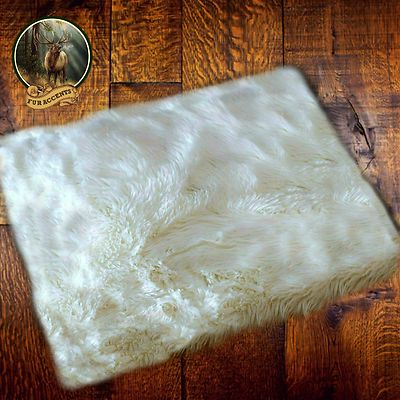 Plush Fur Polar Bear Hide Pelt Rug / Sheepskin Throw Faux Fur Shag Rectangle