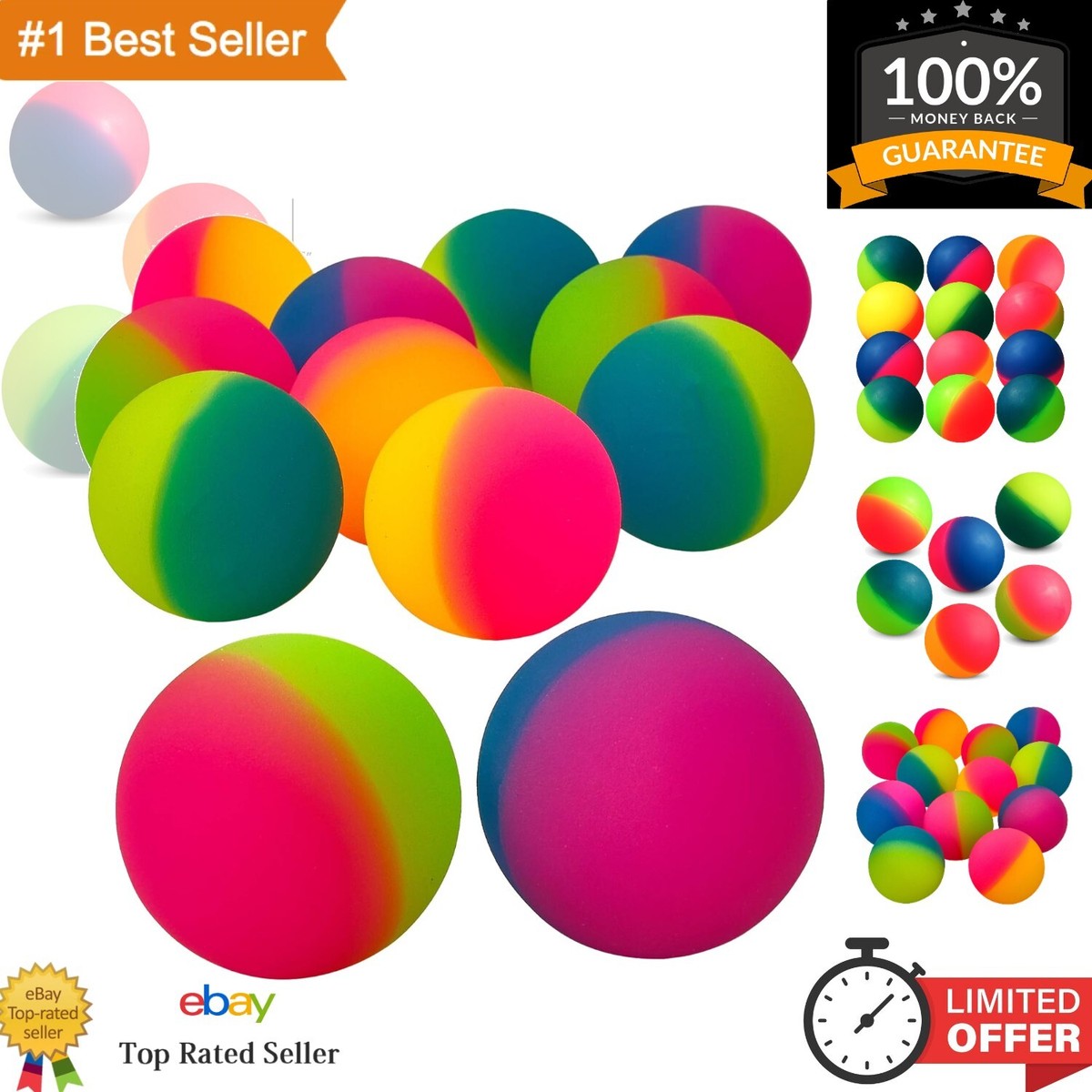 Jumbo Super Bouncy Balls Pack of 12 Bright Assorted Colors