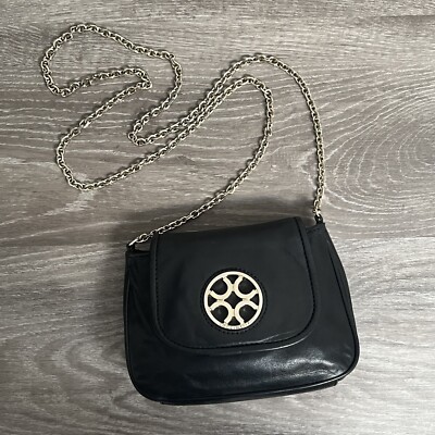 Coccinelle Small Black Leather Crossbody Light Gold Hardware