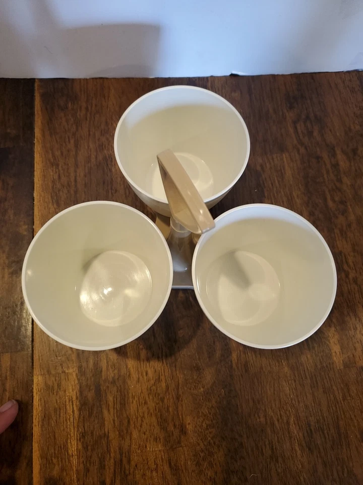 De colección Tupperware 757-9 Caddy Server 3 Contenedores Condimento Aderezo Salsa Foto 4 de 4