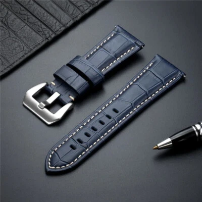 Bracelet de Montre Ceinture Serpent Robuste 20mm 22mm 24mm 26mm Bleu Marron Noir - Photo 1/4