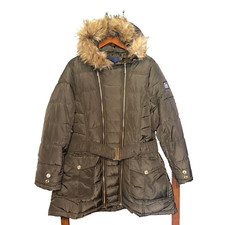 Rocawear Women's Plus Double-zip Belted Hooded Puffer Jacket Size 1x