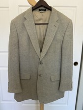 Bert Pulitzer Mens Sport Coat Blazer 42L Beige Melange 100 Silk Tweed Preppy