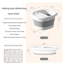 Foldable foot bath tub/portable/stowable/foot massage tub-White Grey cover band