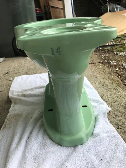 Inodoro vintage de jadeíta verde MCM 1968 Foto 4 de 4