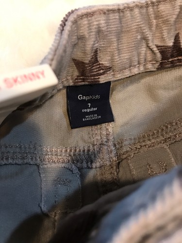 Gap kids 1969 7 regular super skinny corduroy pants stars adjustable waist new - Picture 2 of 3