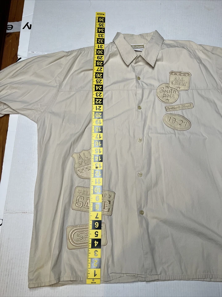 复古 SouthPole 衬衫单针补丁嘻哈男式 XXL — 第 3/4 张图片