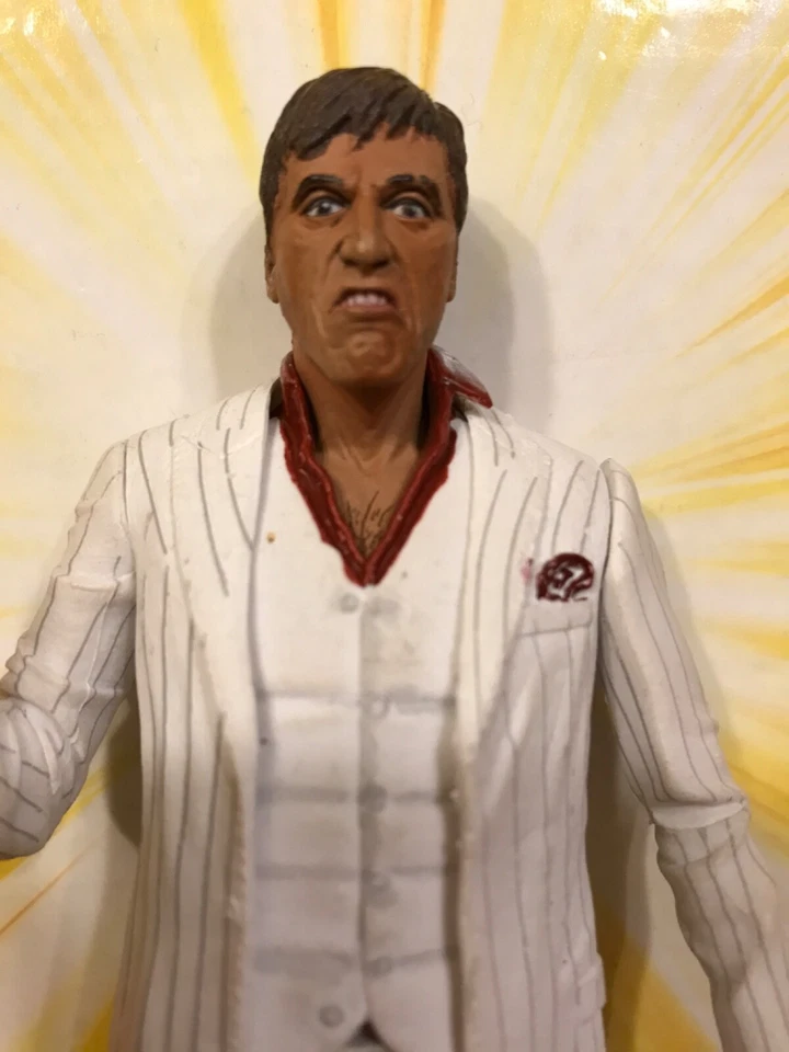 NECA Reel Toys SCARFACE Tony Montana traje blanco 1:12 7” 2007 Pacino dueño de adulto Foto 4 de 4