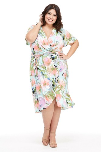 London Times Women's Plus Size Flutter 