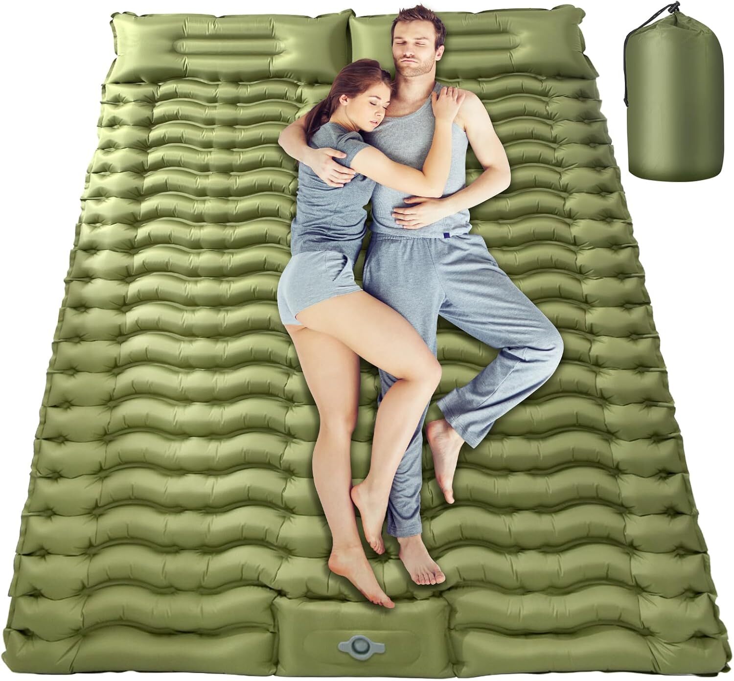 Almohadilla para dormir inflable para acampar 2 personas 79"X 53,5" con almohada bomba incorporada