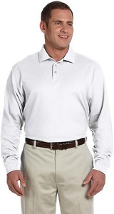 D110 Devon & Jones Mens Pima Pique Long-Sleeve Polo WHITE-2XL - Click1Get2 Deals