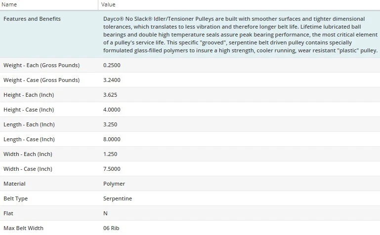 Polea tensora de correa loca Dayco para MERCEDES-BENZ SLK350 2005-2008 V6-3,5 L Foto 4 de 4