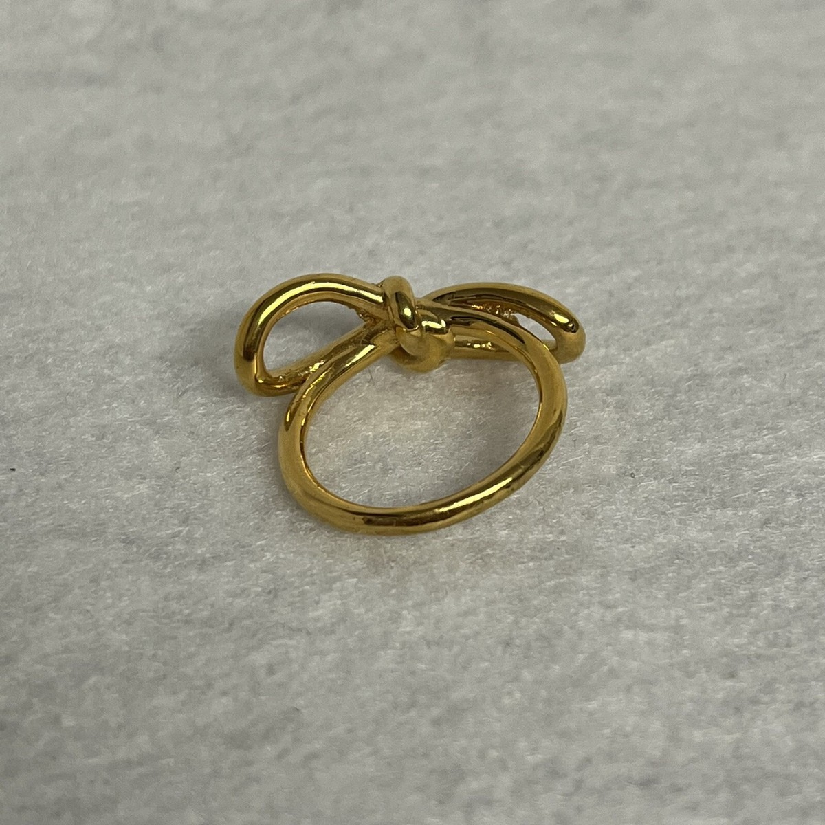 BALENCIAGA Boucle Bow Ring Gold Tone Wire sz 4.25 Pinky Ring