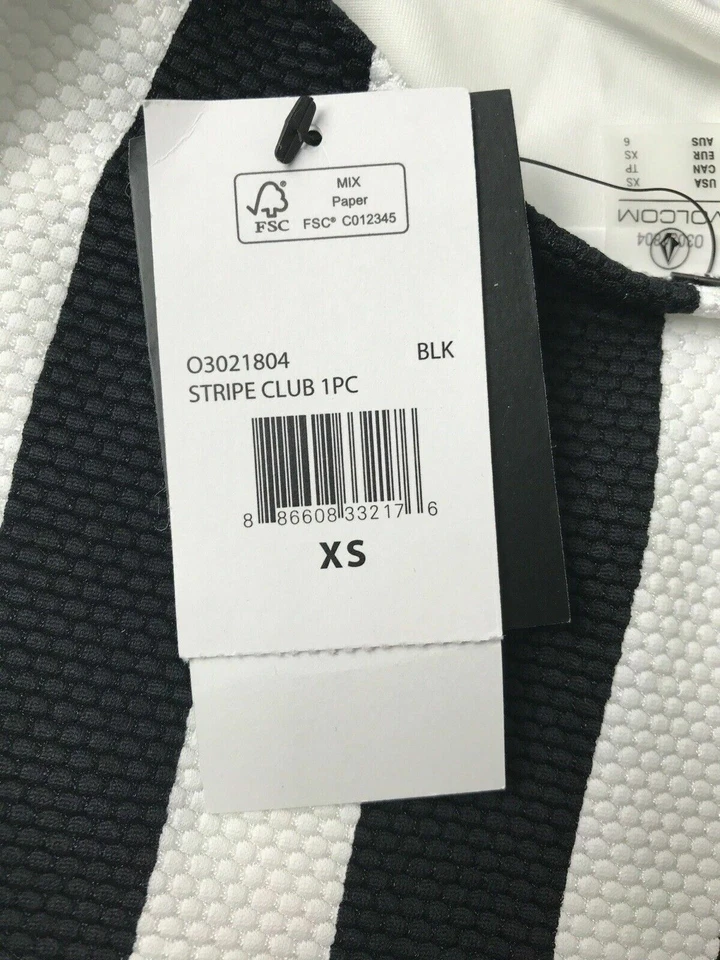 Nuevo con etiquetas Traje de baño Volcom Stripe Club negro/blanco de una pieza para mujer junior talla XS Foto 4 de 4