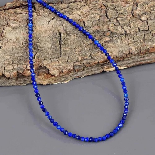 Gargantilla de lapislázuli natural hecha a mano de 2 mm cristal delicado curativo regalo para mujer - Imagen 1 de 4