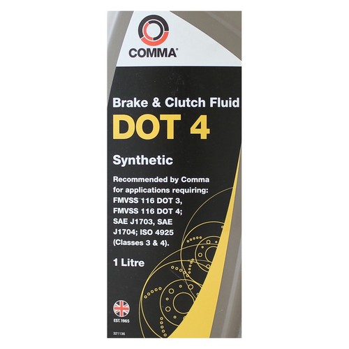 Comma DOT 4 Synthetic Brake & Clutch Fluid 1 Litre 1L eBay