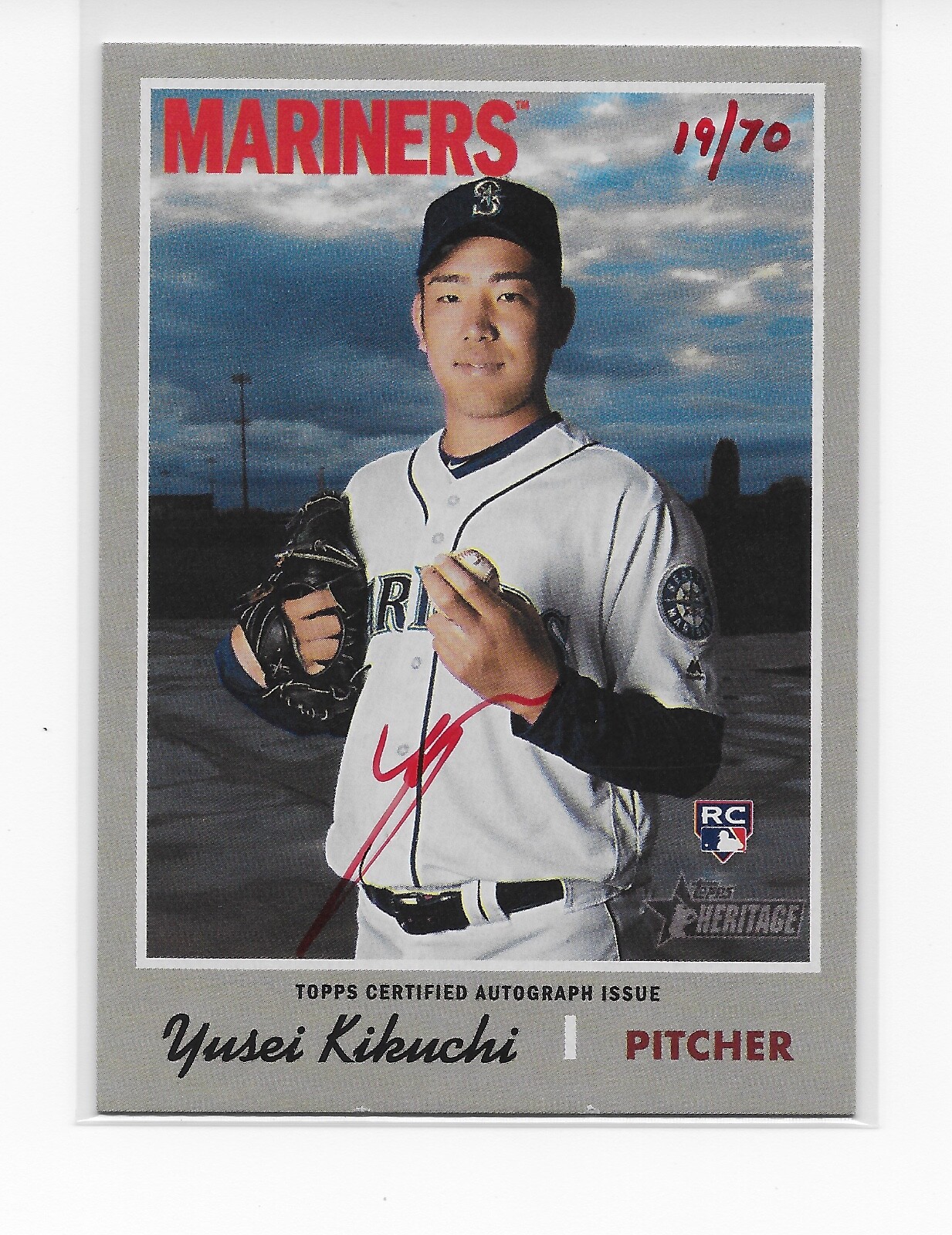 Yusei Kikuchi 2019 Topps Heritage HN Special Edition Real One Red RC Auto #19/70