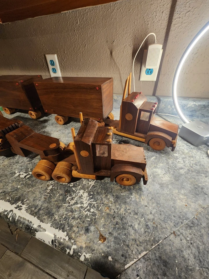 Semirremolques de madera vintage/remolque doble/camión acuñado/plataforma plana/2 semis/hechos a mano**** Foto 2 de 4