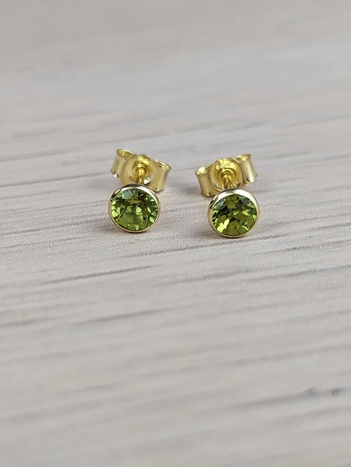 Ohrstecker -echt Gold- mit echtem Peridot, einfach wunderschön | Schmuckstyck - Bild 4 von 4