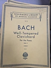 Bach Well-Tempered Clavichord Piano Book II Czerny Schirmer's Library Vol 14 B7