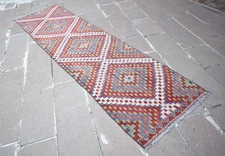 Turkish Rug 33'' x 124'' Vintage Anatolian Oushak Cicim Rug Home Decor Zili Rug