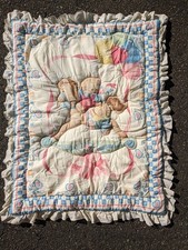 Vintage Red Calliope Comforter Rocking Horse Teddy Bear Balloons Blanket USA