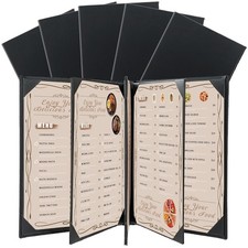Restaurant Menu Covers Holders 8.5" X 11"  Pack of 5 Synthetic Leather 8 Vie...