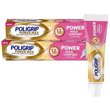 2 x Poligrip Power Max Denture Adhesive Cream 2.2 oz Flavor Free Exp 08/27