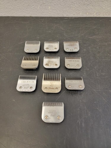 Vtg Lot of 10 OSTER HAIR CLIPPER BLADES Various Sizes Detachable, USA