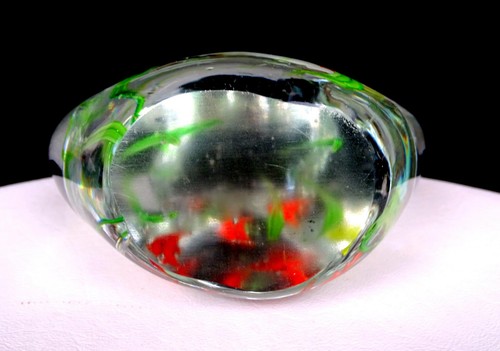STUDIO ARTE VETRO ARANCIONE PESCE ANGELO A FORMA DI CONCHIGLIA ALGHE 4 1/4' FERMACARTE - Foto 4 di 7