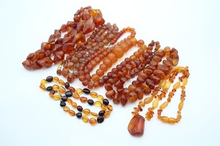 Amber Jewellery Vintage Faceted Baltic Butterscotch Sun Spangled x 6