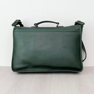 RARE Vintage COACH Willis Bag 5180 Dark Green Leather Briefcase
