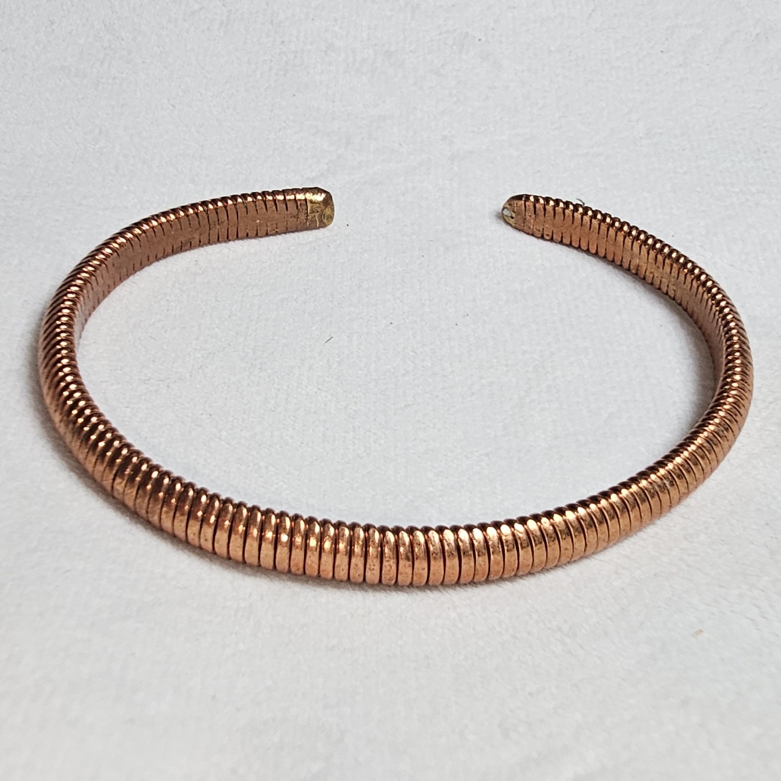 COPPER OPEN CUFF BRACELET Solid Wire Wrapped ADJU… - image 3