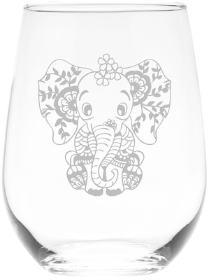Elephant Stemless Wine Glass - 17 oz. (Style BE1)