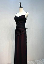Damen Abendkleid lang S/M Schwarz/Rot rücken...