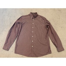 Eddie Bauer Mens Relaxed Fit Wrinkle Resistant Cotton Button Down Shirt Plum M