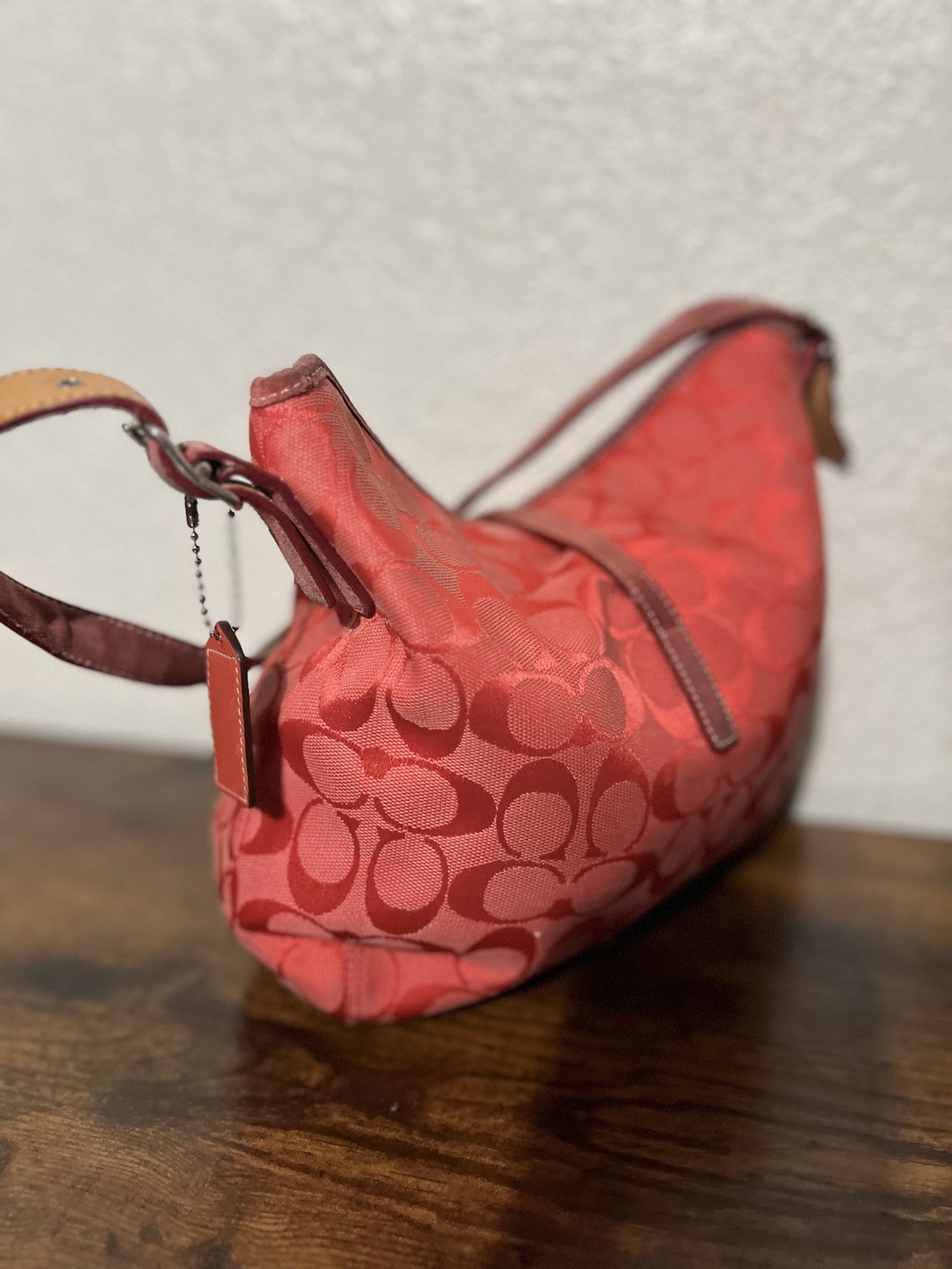 Vintage Coach Shoulder Hand bag Soho 6845 Red  Leather Y2K Jackie Hobo Purse image 5