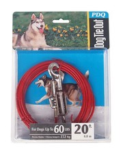 PDQ Red Large 20 ft Vinyl Coated Cable Dog Tie Out