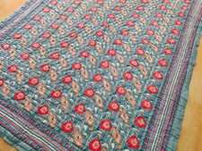 Jaipuri Razai Cotton Quilt Handmade Gray Kantha Quilted Blanket Quilt Comforter