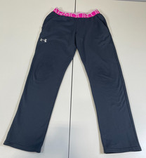 Under Armour Girls All Season Gear Gray Pink Jogger Pants Athletic Sz YSM