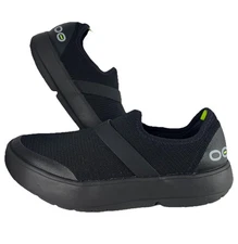 OOFOS OOmg Low Mesh Slip-On Recovery Shoes Size 8 Black Comfort Cushion EUC