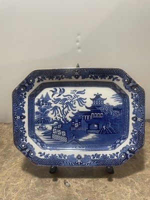 Burleigh Ware England Blue Willow. Octagon Platter Vintage. | eBay