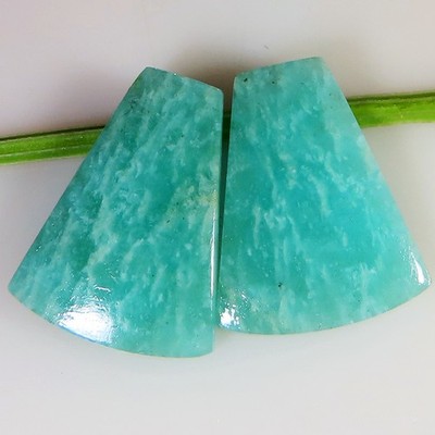 natural AMAZONITE matched pair cabochon loose gemstone 17.65 Cts. (15x19x3 mm)
