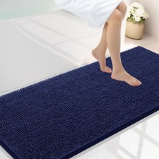 Smiry Luxury Chenille Bathroom Rugs 59x24, Extra Soft 59'' X 24'', Navy Blue