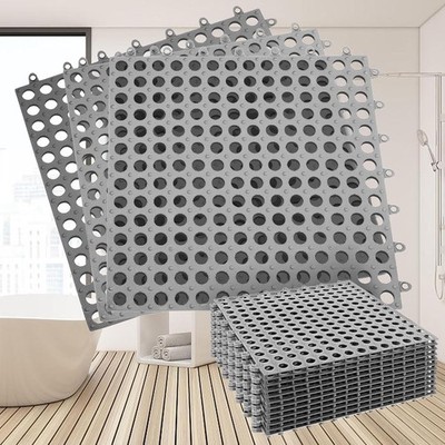 12 Pack 12'' X 12'' Interlocking Rubber Bathroom Flooring Tiles Non-Slip Splicing